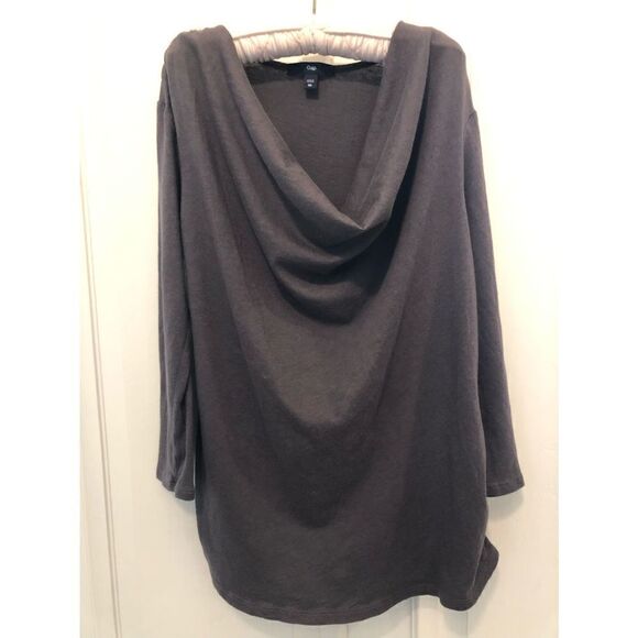Gap Gray Thin Cotton Cowl Neck 3/4 Sleeve Top - Picture 1 of 4